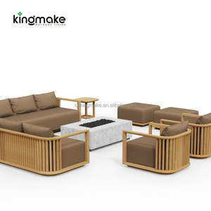 Ensemble <span class=keywords><strong>de</strong></span> meubles d'extérieur modernes imperméables, meubles <span class=keywords><strong>de</strong></span> patio en bois <span class=keywords><strong>haut</strong></span> <span class=keywords><strong>de</strong></span> <span class=keywords><strong>gamme</strong></span> avec coussins, canapé <span class=keywords><strong>de</strong></span> <span class=keywords><strong>jardin</strong></span> personnalisé pour hôtel - Product Image 2