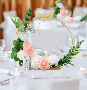 Cercle floral rond en métal <span class=keywords><strong>de</strong></span> 12 pouces avec support en bois, accessoires décoratifs pour l'artisanat, le bricolage, les mariages, les événements et les décorations <span class=keywords><strong>de</strong></span> fête - Product Image 1