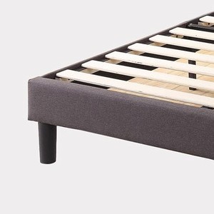 Bois solide de soutien lit rembourré en tissu avec bouton tête de lit capitonnée - Product Image 5