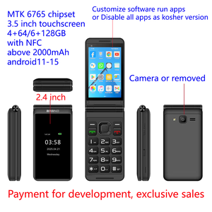 ODM Lật Android Điện Thoại NFC Cổ Điển Vỏ Sò Mở Khóa Màn Hình Cảm Ứng Bàn Phím Volte Thông Minh 4G Android Điện Thoại Di Động Lật Điện Thoại - Product Image 2