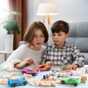 Kit per bambini all'ingrosso per fare il tuo camion per auto da <span class=keywords><strong>corsa</strong></span> in legno giocattolo fai da te Kit di pittura per bambini che imparano giocattoli a vapore - Product Image 4