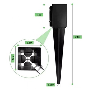 Palo per recinzione ancoraggio attrezzi da giardino metallo nero verniciato a polvere palo per recinzione in <span class=keywords><strong>legno</strong></span> Base di supporto picchetto a terra - Product Image 3