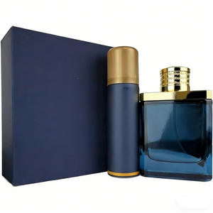 Coffret cadeau pour homme en deux pièces (100 ml d'eau de <span class=keywords><strong>parfum</strong></span> + 50 ml de spray anti-transpirant), coffret cadeau de <span class=keywords><strong>parfum</strong></span> masculin luxueux bleu or - Product Image 5