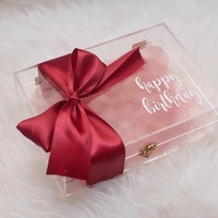 Grande boîte à souvenirs en acrylique transparente personnalisée, boîte-cadeau de baptême en plexiglas, petite boîte carrée transparente en acrylique personnalisée avec couvercle