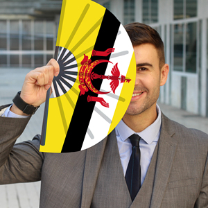 พัดไม้ไผ่พับได้ลายธงชาติบรูไน ขายส่ง สำหรับงานคาร์นิวัล งานแต่งงาน งานเทศกาล งานปาร์ตี้ ตัวแทนท่องเที่ยว - Product Image 3