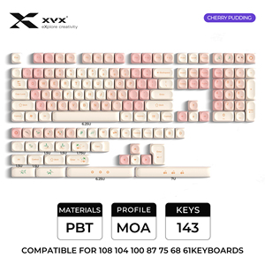 XVX Keycaps pembe kiraz puding 143-Key PC klavye tuş takımı İngilizce boya-süblimasyon Fit ANSI düzeni mekanik klavye - Product Image 5