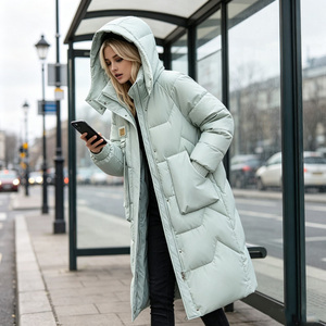 Abrigo Largo con Capucha, Chaqueta Acolchada de Invierno para Mujer, Ropa de Calle para Exteriores - Product Image 4
