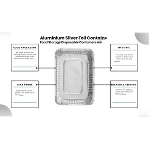 Contenants alimentaires rectangulaires en aluminium de 8,5 x 6 x 2 pouces avec couvercles, barquettes en aluminium pour la restauration et les plats à emporter (vente en gros) - Product Image 3