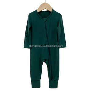 Individuelles Logo Baby-Jumpsuit neutraler Baby-Einteiler Bambus Western Denim bedruckt lange Ärmel Schlussverkauf <span class=keywords><strong>M</strong></span>ädchen Reißverschluss-Pjama - Product Image 4