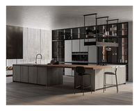 Conception de luxe Placage Laque Île Base Évier Contreplaqué Armoire De Cuisine De Stockage pour Restaurant