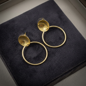 18K Gold Plated Trendy <b>Hoop</b> <b>Earrings</b> Brass Unisex Jewelry with Round Shape and Smooth Finish for Party Occasions - Product Image 3