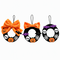 Décoration de porte d'Halloween personnalisée en gros, guirlande réutilisable en coton avec motifs de citrouille, fantôme et sorcière pour porche d'entrée