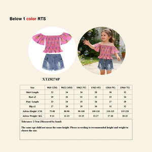 Abbigliamento all'ingrosso per bambine: Completo estivo 2 pezzi con top bianco a rose + pantaloncini in <span class=keywords><strong>jeans</strong></span>, vestito da festa per bambine, abbigliamento da spiaggia per bambini - Product Image 5