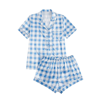 Ensemble de sommeil bio pour femme : short boutonné à manches courtes 100 % coton, teinture sans produits chimiques, vêtements de nuit durables et essentiels - Product Image 1