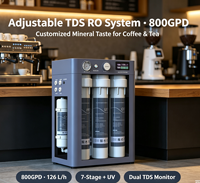 800GPD Commerciële omgekeerde osmose waterzuiveraar met 7-traps filtratie en UV-licht, wandmontage onder de gootsteen, RO-systeem voor café's