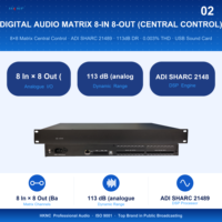 Processeur de signal numérique HG-C108, mélangeur matriciel 8x8 avec égaliseur, limiteur de dynamique pour système de sonorisation en direct