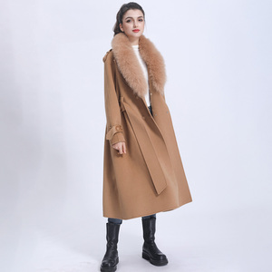 Popular Cashmere Winter Autumn <strong>Ladies</strong> Long Casual Korean Women Big Fur Collar Coat Women <strong>UK</strong> - Product Image 4