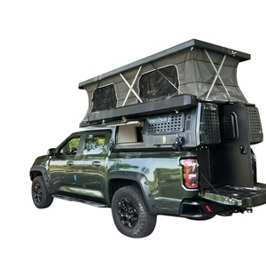 Tente de camping-car d'extérieur pour camping-car pop-up Boîte de rangement étanche en aluminium noir pour camionnette 2 personnes - Product Image 1