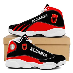 按需印花阿尔巴尼亚国旗印花女男运动鞋透气舒适户外跑鞋批发篮球鞋