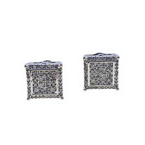 Round Cut Natural Diamond Square Ladies <b>Stud</b> <b>Earrings</b> Womens 0.65 Cttw 925 Sterling <b>Silver</b> Prong <b>Set</b> Trendy Wholesale Jewelry - Product Image 1