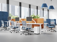 Chaise de bureau à dossier moyen en maille pivotante et inclinable avec accoudoirs fixes