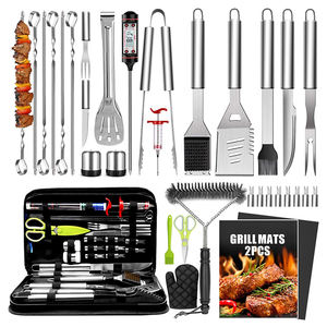 Vente en gros de 34 pièces d'accessoires pour barbecue, kit d'ustensiles pour barbecue, outils de barbecue robustes, outils de barbecue en acier inoxydable avec sac de transport - Product Image 1