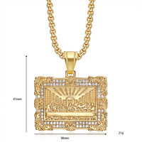 Kalung Hip Hop Lukisan Terkenal Dunia Perjamuan Terakhir Bertabur Zirkon Lapis Emas 18k Liontin Baja Tahan Karat 316l Perhiasan Grosir