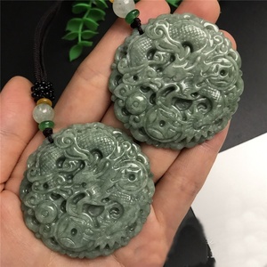 <span class=keywords><strong>22</strong></span>-25 Fengshui قلادة حظ جيد Myanmar اليشم دونات قلادة بالجملة مع سلسلة حبل - Product Image 5