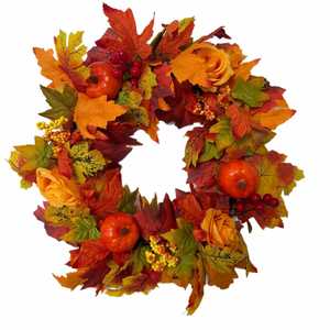 Promoción: Corona de la Cosecha de Otoño con Simulación de Explosión, Decoraciones de Hojas de Arce y Calabaza para Halloween - Product Image 5