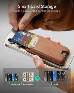 Super Safe Slim doble bolsillo N52 doble fuerte imanes dos ranuras para tarjetas de cuero tarjeta soporte magnético para <span class=keywords><strong>Airtag</strong></span> funda de teléfono - Product Image 3