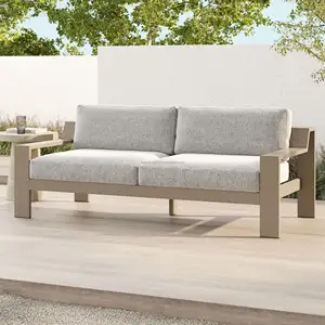 new arrival low price cheap outdoor garden courtyard combination of classic teak wood loveseat sofa set patio furniture