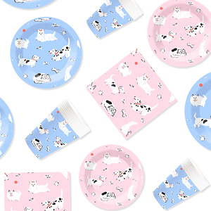 Juego de Vajilla Desechable DAMAI con Diseño Animal en Rosa y Azul, Platos, Vasos y Servilletas de Papel para Fiestas de Cumpleaños - Product Image 4
