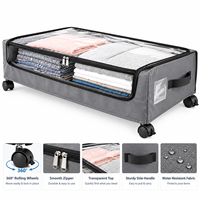 Organisateur de rangement sous lit moderne à roulettes avec couvercle transparent zippé 20-35L – Rangement durable et écologique pour vêtements et couvertures