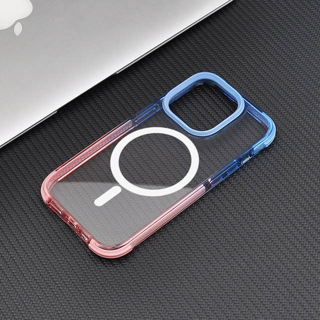 For Apple 14 Magnetic Cover New Anti Yellow High Crystal Clear Gradient Magnetic Shockproof Phone Case for iPhone 14 15 16 Pro