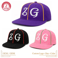 Casquette de baseball de luxe de haute qualité, 6 panneaux, broderie 3D, passepoil contrastant, visière plate, unisexe, logo personnalisé