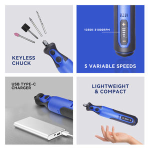 <span class=keywords><strong>Kit</strong></span> de Herramienta Rotativa Inalámbrica Mini de 7.2V <span class=keywords><strong>Taladro</strong></span> Eléctrico 5 Velocidades 32 Piezas para Lijar Pulir Taladrar Grabar Amolar - Product Image 4