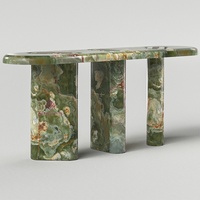Table console de luxe en onyx vert avec pieds en onyx assortis, design entièrement en pierre