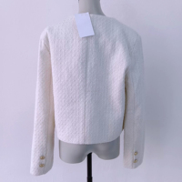 Chaqueta de Tweed Ripley Corta sin Cuello Personalizada para Mujer, Ropa de Trabajo de Oficina para Damas