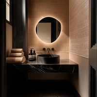 Miroir intelligent LED en forme de baril, écran tactile, IP44, miroir de salle de bain mural, miroir éclairé écologique pour la maison et l'hôtel