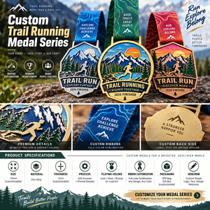 Médaille de course sur sentier personnalisée, médaille de finisseur de course en plein air avec ruban et logo personnalisés, médaille de récompense pour événement, médaille OEM ODM - Product Image 4