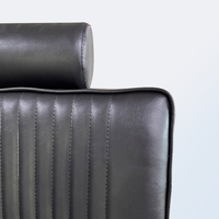 Mobilier moderne de salon de beauté Fauteuil de coiffure en cuir noir à base ronde Chaise de barbier de luxe à usage intensif pour salons de beauté et rasage