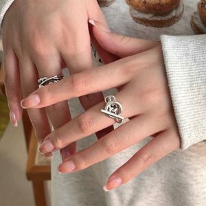 Silver Ruitai S925 Sterling Silver Anchor Shape OT Buckle Chain <b>Ring</b> For Women Korean Style <b>Open</b> <b>Ring</b> Everyday Wear - Product Image 2