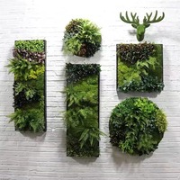 Dekorasi Dinding Hijau Rumah Indoor/Outdoor Tanaman Buatan Lumut Plastik Rumput Bunga Daun Dekorasi Dinding