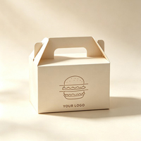 Emballages alimentaires en gros pour hamburgers, poulet frit, boîtes à collation en papier avec poignées, boîtes à hamburger, frites, boîtes à déjeuner