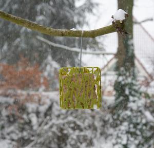 Esschert Design Mangeoire à oiseaux suspendue au toit vert pour l'extérieur "Chiffchaff" Suet Block Hanger - Product Image 4