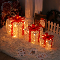 Set di 3 Scatole Regalo Luminose a LED per Natale, Alimentate a Batteria, Luce Notturna per Decorazioni di Matrimoni e Feste