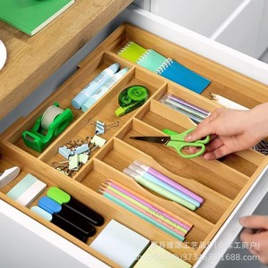 Bamboo <b>Drawer</b> Organizer Expandable Rectangular Office Stationery <b>Storage</b> <b>Box</b> Custom Made For Desk Use - Product Image 1