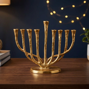 Jaffsexports Menorah Candelabre à 9 Bras en Aluminium Écologique, Portable, Durable, Fait Main, Décoration Religieuse pour la Maison - Product Image 5