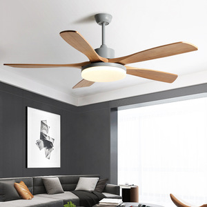 <b>Ceiling</b> <b>Fan</b> Light With Led Light 5 Blade Solid Wood Flush Mount For Living Room And Study 220V - Product Image 1