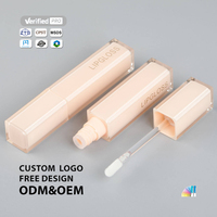Tubes de brillant à lèvres de luxe vides en PETG, à visser, double logo personnalisé, couleur personnalisée, recyclables, avec étiquetage de surface en plastique